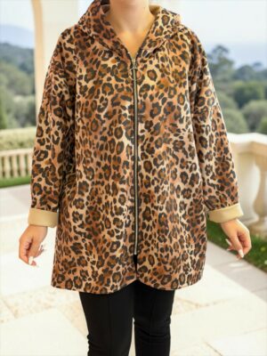 Καφέ Animal Print Ζακέτα